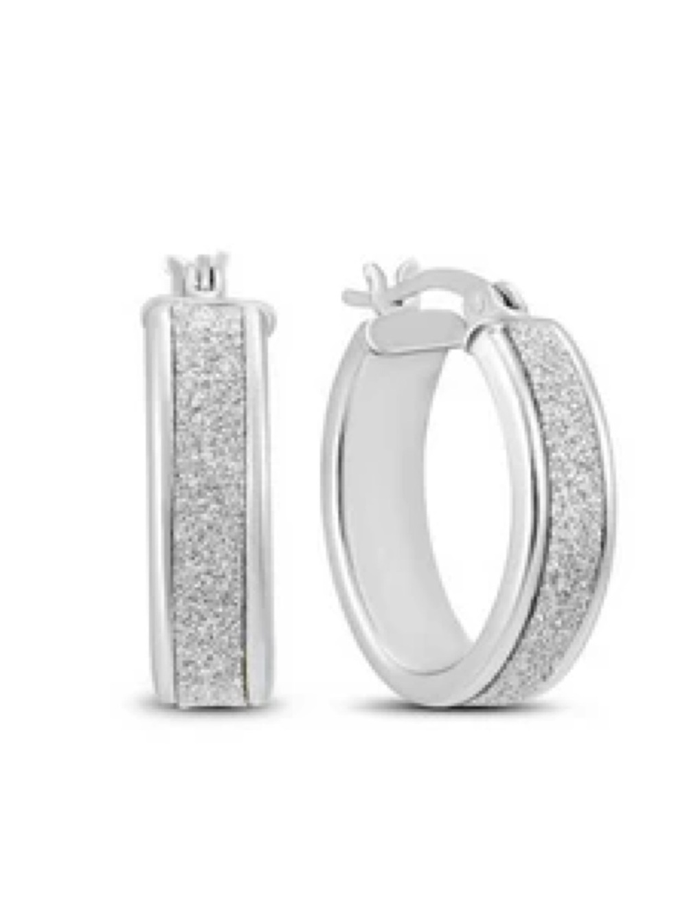 Milor Sterling Glitter Huggie Hoops